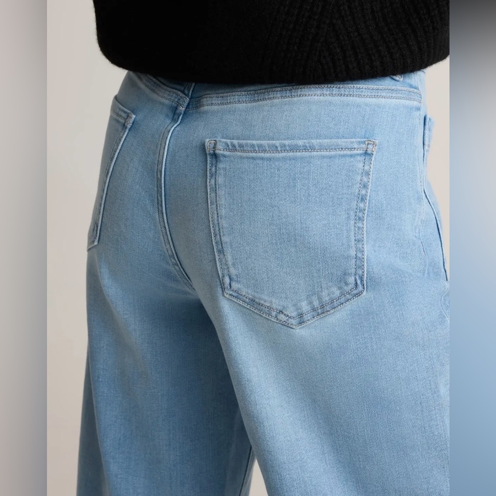 like new quince bella stretch patch pocket wide leg jeans white sz 24 x 28 - Picture 9 of 15